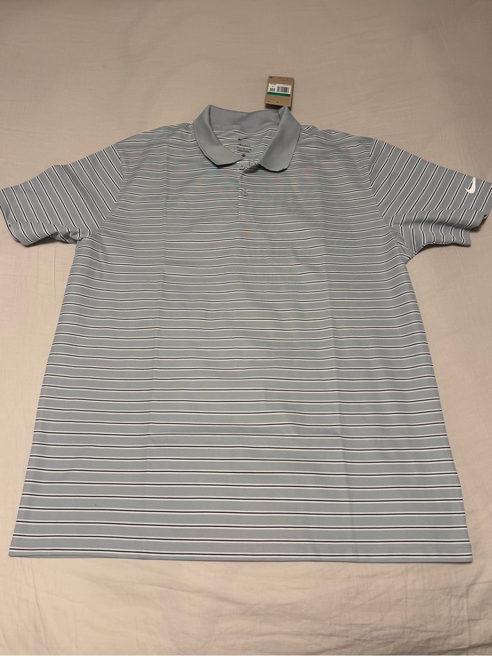 Nike Light Blue & White Striped golf polo shirt